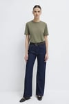 % 100 Pamuk Bisiklet Yaka Basic Kadın T Shirt 1612916-86961 HAKİ