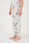 % 100 Pamuk Bisiklet Yaka Kısa Kollu Kız Çocuk Pijama Takımı 6651004 EKRU