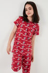 % 100 Pamuk Bisiklet Yaka Kısa Kollu Kız Çocuk Pijama Takımı 6651004 KIRMIZI