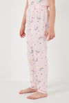 % 100 Pamuk Bisiklet Yaka Kısa Kollu Kız Çocuk Pijama Takımı 6651002 PEMBE-BEYAZ