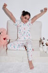 % 100 Pamuk Bisiklet Yaka Kısa Kollu Kız Çocuk Pijama Takımı 6651002 ŞEKER PEMBE