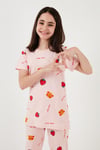 % 100 Pamuk Bisiklet Yaka Kısa Kollu Kız Çocuk Pijama Takımı 6651002 PEMBE