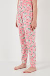 % 100 Pamuk Bisiklet Yaka Kısa Kollu Kız Çocuk Pijama Takımı 6651004 PEMBE