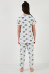 % 100 Pamuk Bisiklet Yaka Kısa Kollu Kız Çocuk Pijama Takımı 6651004 EKRU-MAVİ