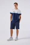 % 100 Pamuk Bisiklet Yaka Logolu Renk Bloklu Erkek T Shirt 6SM5014-NV LACİVERT