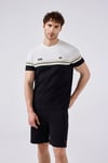 % 100 Pamuk Bisiklet Yaka Logolu Renk Bloklu Erkek T Shirt 6SM5014-BK SİYAH