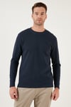 % 100 Pamuk Bisiklet Yaka Regular Fit Erkek Sweat 5905406 LACİVERT