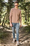 % 100 Pamuk Bisiklet Yaka Regular Fit Erkek Sweat 5905406 SAFARİ