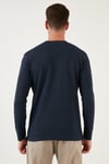 % 100 Pamuk Bisiklet Yaka Regular Fit Erkek Sweat 5905406 LACİVERT
