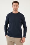 % 100 Pamuk Bisiklet Yaka Regular Fit Erkek Sweat 5905406 LACİVERT
