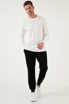 % 100 Pamuk Bisiklet Yaka Regular Fit Erkek Sweat 5905406 EKRU