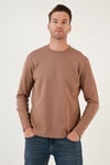 % 100 Pamuk Bisiklet Yaka Regular Fit Erkek Sweat 5905406 SAFARİ