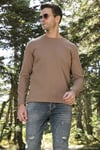 % 100 Pamuk Bisiklet Yaka Regular Fit Erkek Sweat 5905406 SAFARİ