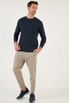 % 100 Pamuk Bisiklet Yaka Regular Fit Erkek Sweat 5905406 LACİVERT