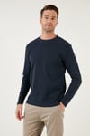 % 100 Pamuk Bisiklet Yaka Regular Fit Erkek Sweat 5905406 LACİVERT