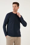 % 100 Pamuk Bisiklet Yaka Regular Fit Erkek Sweat 5905406 LACİVERT