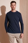 % 100 Pamuk Bisiklet Yaka Regular Fit Erkek Sweat 5905406 LACİVERT