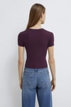 % 100 Pamuk Crop Fit Bisiklet Yaka Kadın T Shirt 1600814-70434 BORDO