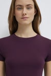 % 100 Pamuk Crop Fit Bisiklet Yaka Kadın T Shirt 1600814-70434 BORDO