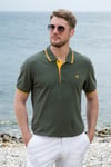 % 100 Pamuk Düğmeli Regular Fit Erkek Polo Yaka T Shirt 5902118 HAKİ-SARI