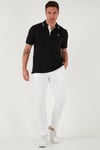 % 100 Pamuk Düğmeli Regular Fit Erkek Polo Yaka T Shirt 5902118 SİYAH-BEYAZ