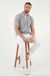 % 100 Pamuk Düğmeli Regular Fit Erkek Polo Yaka T Shirt 5902118 GRİ MELANJ