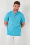 % 100 Pamuk Düğmeli Regular Fit Erkek Polo Yaka T Shirt 5902118 AQUA-MAVİ
