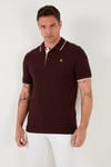 % 100 Pamuk Düğmeli Regular Fit Erkek Polo Yaka T Shirt 5902118 Vişne-Beyaz