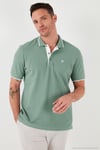 % 100 Pamuk Düğmeli Regular Fit Erkek Polo Yaka T Shirt 5902118 Elma Yeşili-Beyaz