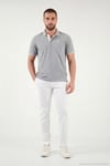 % 100 Pamuk Düğmeli Regular Fit Erkek Polo Yaka T Shirt 5902118 GRİ MELANJ