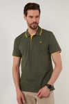 % 100 Pamuk Düğmeli Regular Fit Erkek Polo Yaka T Shirt 5902118 HAKİ-SARI