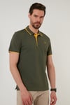% 100 Pamuk Düğmeli Regular Fit Erkek Polo Yaka T Shirt 5902118 HAKİ-SARI