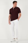 % 100 Pamuk Düğmeli Regular Fit Erkek Polo Yaka T Shirt 5902118 Vişne-Beyaz