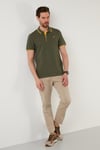 % 100 Pamuk Düğmeli Regular Fit Erkek Polo Yaka T Shirt 5902118 HAKİ-SARI