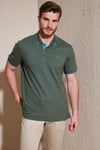 % 100 Pamuk Düğmeli Regular Fit Erkek Polo Yaka T Shirt 5902118 Haki-Mint