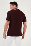 % 100 Pamuk Düğmeli Regular Fit Erkek Polo Yaka T Shirt 5902118 Vişne-Beyaz