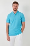 % 100 Pamuk Düğmeli Regular Fit Erkek Polo Yaka T Shirt 5902118 AQUA-MAVİ
