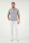 % 100 Pamuk Düğmeli Regular Fit Erkek Polo Yaka T Shirt 5902118 GRİ MELANJ