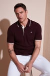 % 100 Pamuk Düğmeli Regular Fit Erkek Polo Yaka T Shirt 5902118 Vişne-Beyaz