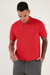 % 100 Pamuk Düğmeli Regular Fit Erkek Polo Yaka T Shirt 5902118 KIRMIZI