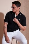 % 100 Pamuk Düğmeli Regular Fit Erkek Polo Yaka T Shirt 5902118 SİYAH-BEYAZ