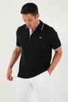 % 100 Pamuk Düğmeli Regular Fit Erkek Polo Yaka T Shirt 5902118 SİYAH-BEYAZ