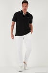 % 100 Pamuk Düğmeli Regular Fit Erkek Polo Yaka T Shirt 5902118 SİYAH-BEYAZ