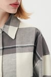 % 100 Pamuk Kareli Oversize Kadın Gömlek 1210270-85944 GRİ