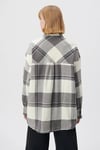 % 100 Pamuk Kareli Oversize Kadın Gömlek 1210270-85944 GRİ