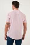 % 100 Pamuk Keten Görünümlü Slim Fit Kısa Kollu Erkek Gömlek CF21S111766 ROSE