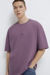 % 100 Pamuk Logolu Bisiklet Yaka Erkek T Shirt 0613093-70648 AÇIK MOR