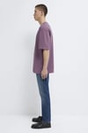 % 100 Pamuk Logolu Bisiklet Yaka Erkek T Shirt 0613093-70648 AÇIK MOR