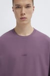 % 100 Pamuk Logolu Bisiklet Yaka Erkek T Shirt 0613093-70648 AÇIK MOR