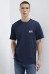 % 100 Pamuk Logolu Bisiklet Yaka Erkek T Shirt 0611714-70497 LACİVERT
